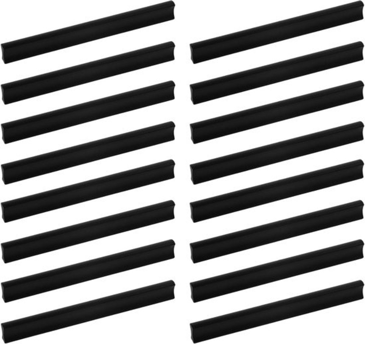 Set van 16 zwarte aluminium kastgrepen voor keukenlades en meubels - 128 mm