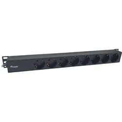 equip, Steckdosenleiste, 19" Steckdosenleiste CEE7/7 90°->8xSchuko+Switch Alu. (8x, CEE 7/3)