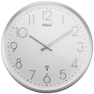 Mebus 19776 Funk Wanduhr 25cm x 40mm Silber Leisegang-Uhrwerk