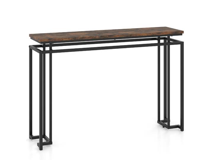 Smalle Console Tafel Hal Tafel met Geometrisch Metalen Frame Entree Tafel met Verstelbare Voetsteunen en Kantelbeveiligingsset