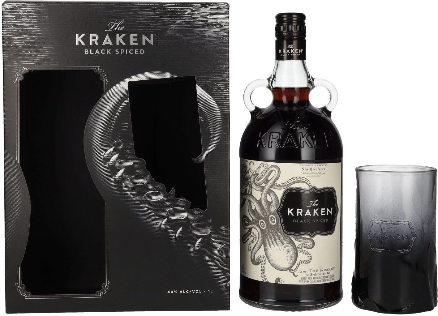 The Kraken Black Spiced 40% Vol. 1l in Geschenkbox mit Glas