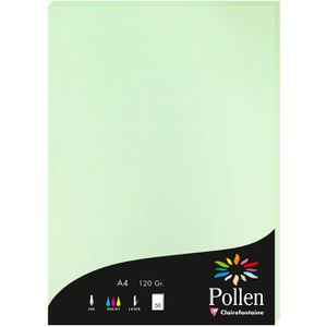 Clairefontaine Briefpapier Pollen, grün, A4, Marmorpapier, 120 g/m², 50 Blatt