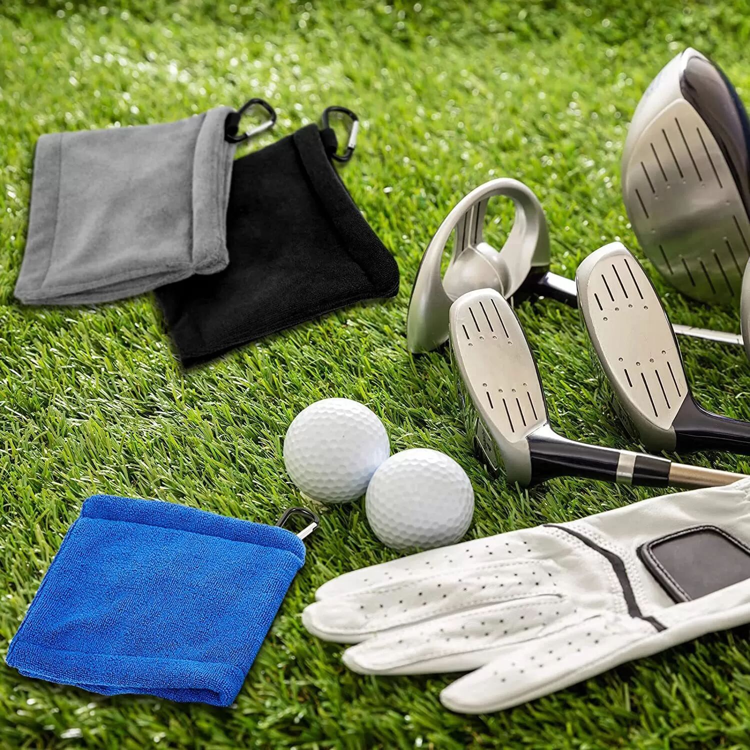 INF Serviette de nettoyage pour balles de golf   Motif gaufré en microfibre