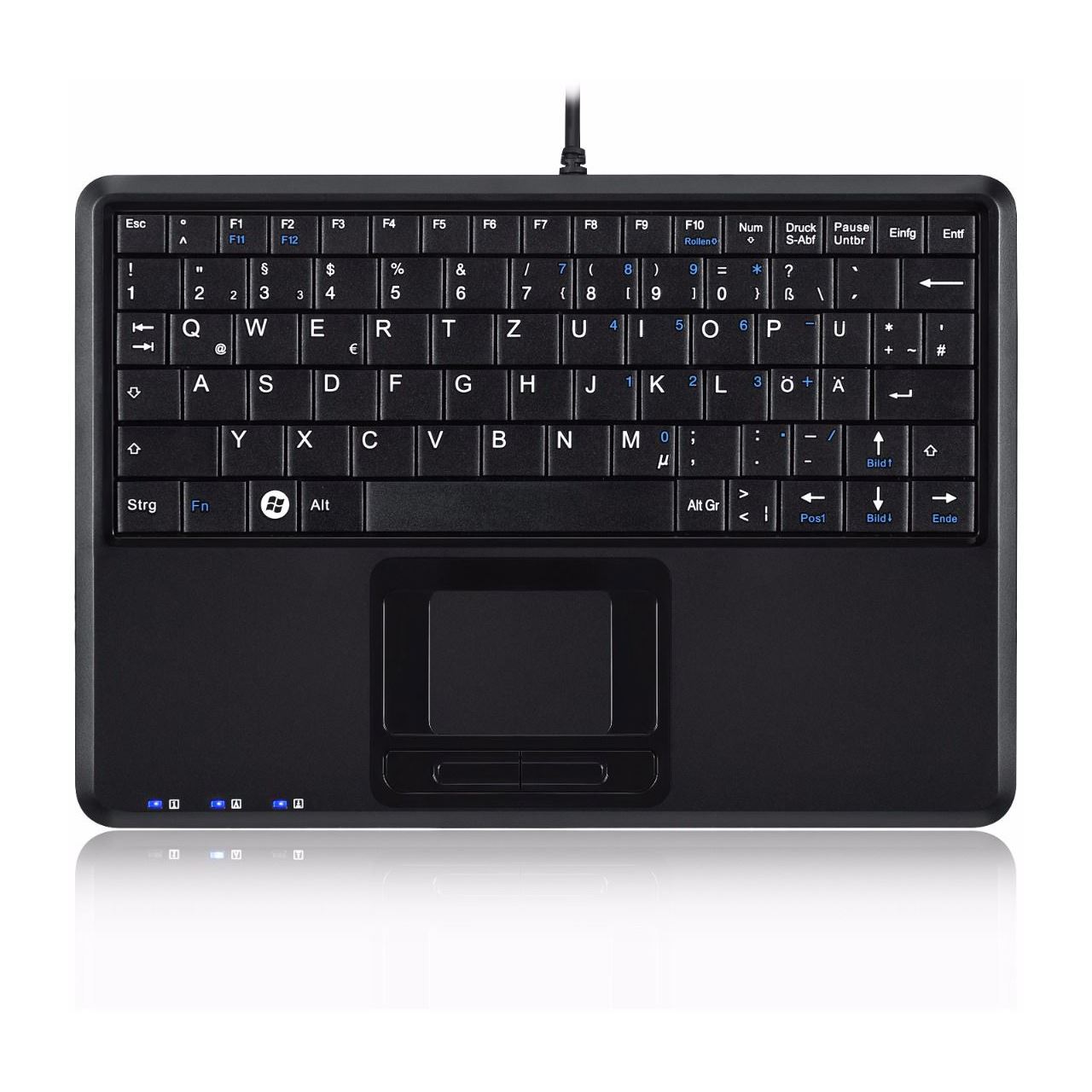 Perixx PERIBOARD-510 H PLUS ES, Mini USB-Tastatur, Touchpad, Hub, schwarz
