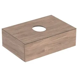 Geberit VariForm Unterschrank für Aufsatzwaschtisch, eine Schublade, Ablagefläche, Geruchsverschluss, Breite 75 cm, 501.162.00.1, Farbe: Oberfläche: Nussbaum hickory / Melamin Holzstruktur