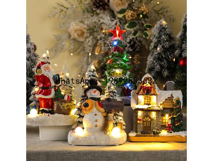 Décoration de noël XL en résine, maison du père noël, ornement d'arrangement d'arbre de noël