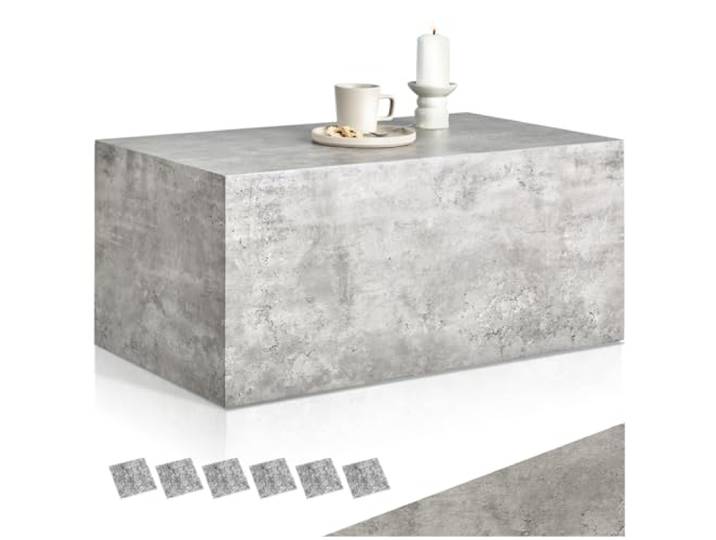 tectake® Couchtisch in Beton Optik, Beistelltisch, moderner Wohnzimmertisch, Sofatisch, Tisch Wohnzimmer, Deko Wohnzimmer, Couch Tisch, Schlafzimmer Nachttisch - Beton Optik, 90 x 50 x 40 cm