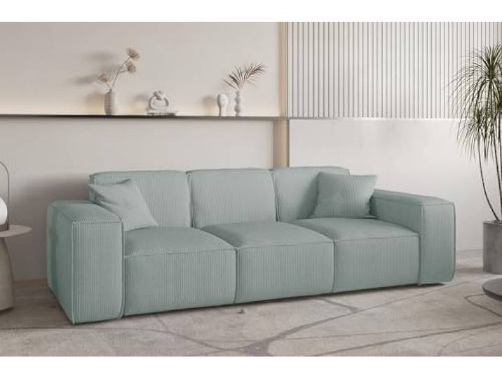Sofa Designersofa CELES PREMIUM 3-Sitzer in Stoff Scala (Saphirblau)