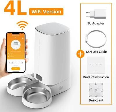 Uplift Essentials Smart Double Bowl Automatic Pet Feeder With WiFi App Control double Bowl