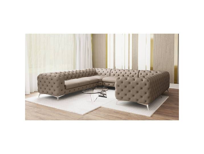 Wohnlandschaft I Braun Microfaser Enza 346 x 73 x 323cm Ausrichtung rechts Glamour