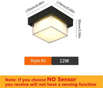 Inspire Curations LumaGuard Motion Sensor LED Wall Light Waterproof Outdoor Wall Light IP66 style B1 12w Warm White No Sen