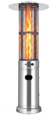 Costway Outdoor Propane Patio Heater with Glass Tube and Tilt-Over Protection-Silver