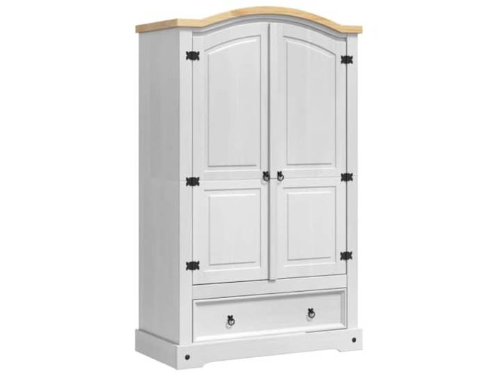 HBBMGYD Schrank, weiß, 101 x 52 x 170 cm, massives Kiefernholz Kiefer massiv, Technikholz, Schubladen, geräumige Fächer, ohne Wandbefestigung, zweiteilige Montage