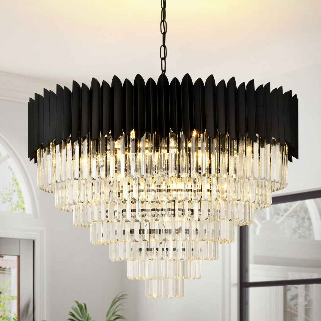 Fairmont Park Algenis Crystal Chandelier Matte Black 45cm H x 78cm W x 78cm D