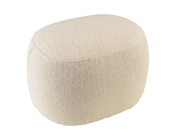 Pouf forme design en tissu petite bouclette beige