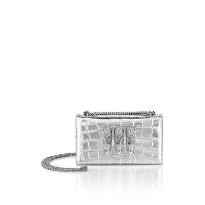 Schultertasche PHILIPP PLEIN "Crocco Print", Damen, 70, silber, Taschen Schultertasche