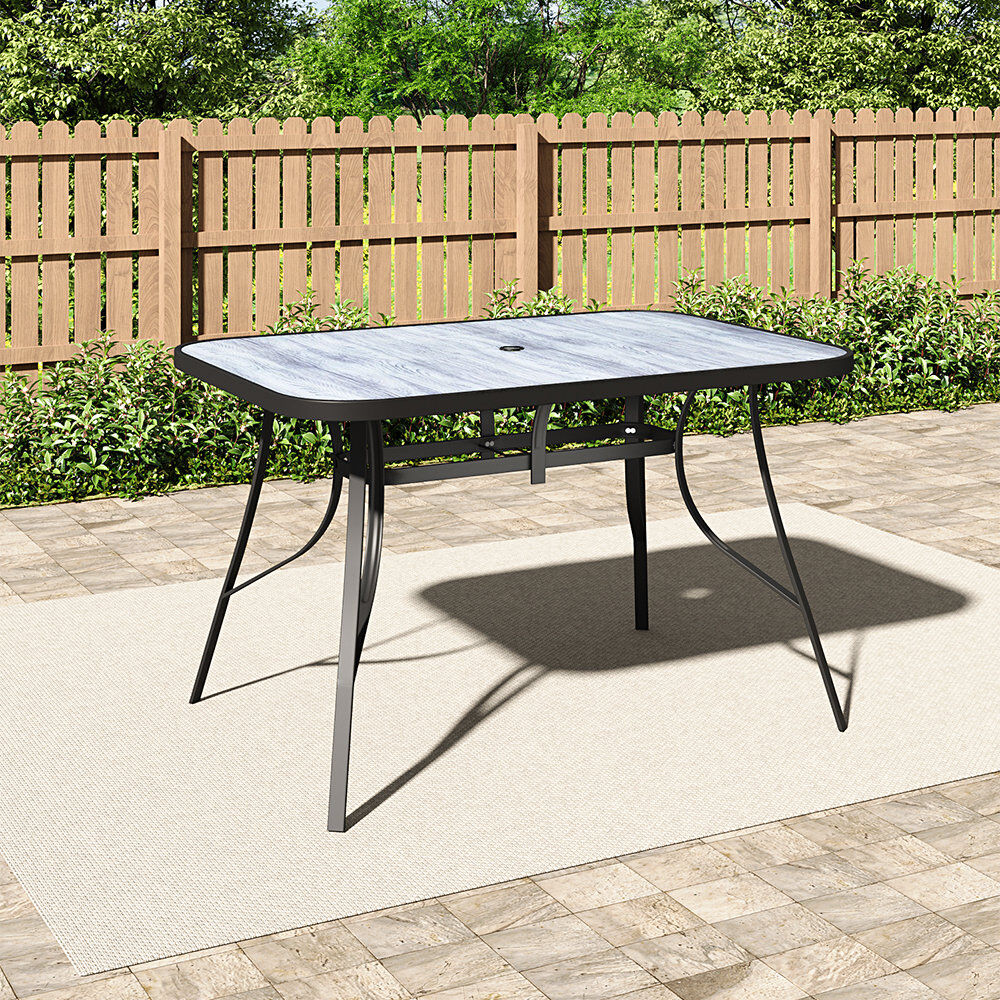 Lark Manor Cassady Outdoor Garden Tempered Glass White Wood Grain Coffee Table Wood Grain 72.5cm H x 120cm L x 80cm W