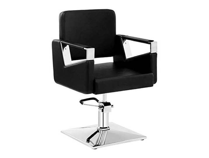Physa Friseurstuhl Bristol hydraulisch höhenverstellbar 460-570 mm 360°-drehbar belastbar bis 200 kg Schwarz Stahl/Kunstleder Friseursessel Drehstuhl Friseur-Stuhl Barber-Stuhl