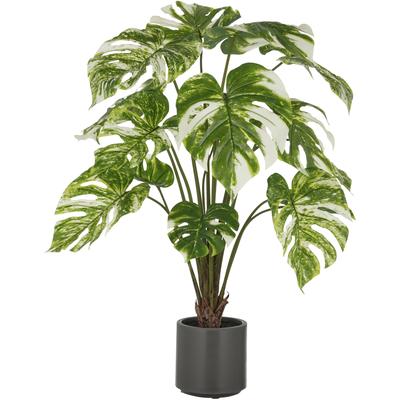 Kunstpflanze CREATIV GREEN "Splitphilodendron", grün (grün, weiß), H:100cm, Kunststoff, Kunstpflanzen, Kunstpflanze, mit naturgetreuem Blattwerk