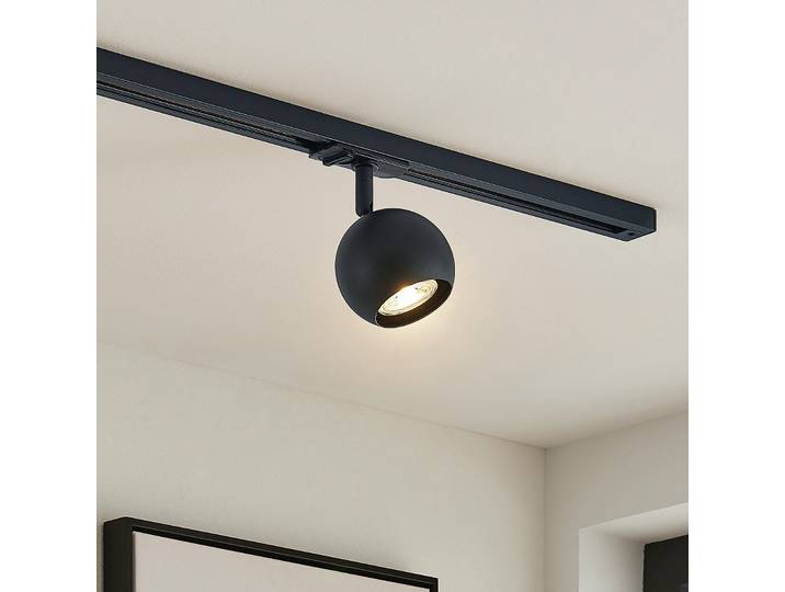 Linaro Round Spot au rail GU10 Noir - Lindby - Couloir - Moderne - Métal - À ampoule unique