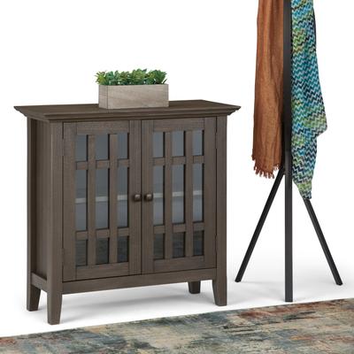 "WYNDENHALL Freemont Solid Wood Transitional Low Storage Media Cabinet - 32""w x 14""d x 31"" h"