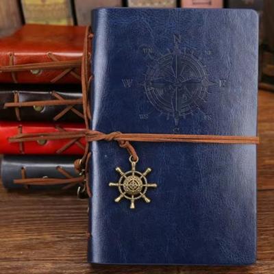 Vintage Leather Spiral Notebook Journal Retro Traveler Diary With Refillable Pages blue large 6.50x9.25in