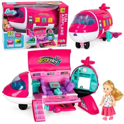 Faltbares 2-in-1 Puppen-Passagierflugzeug, rosa