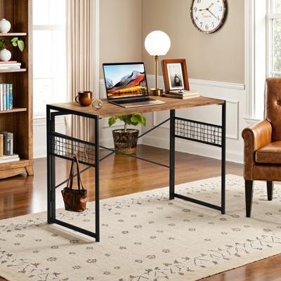 Homylin Folding Writing Desk with Metal Frame, Space-Saving Computer Table, No Assembly Required