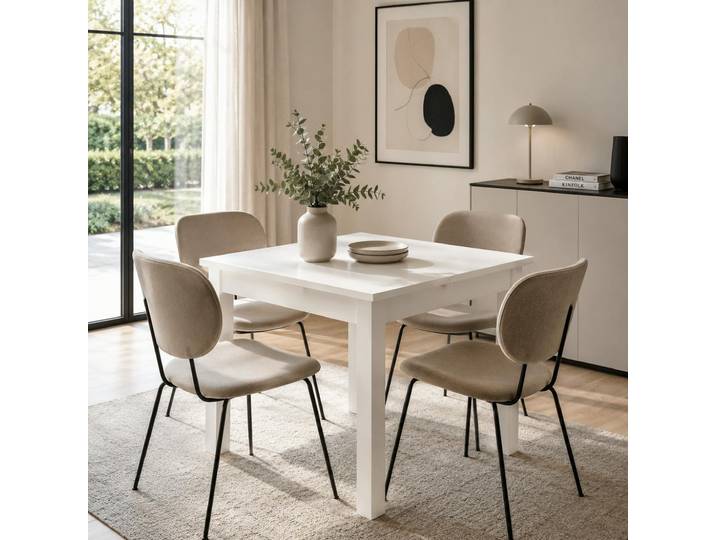 Table Blanche Carrée Extensible 80-120 Cm Alva
