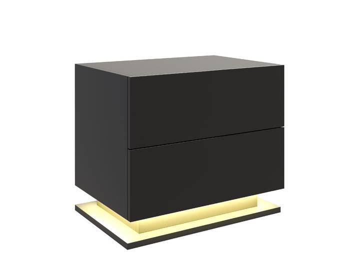 Nachttisch LED MINO mit 2 Schubladen schwarz
