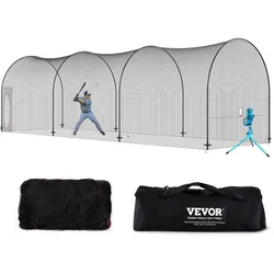 VEVOR Baseball-Schlagkäfig-Netz mit Rahmen und Netz 12 x 3,6 x 3,6 m, Baseballkäfig-Netz zum Schlagen und Aufstellen, Baseballnetz, Schlagkäfig für Jugendliche oder Erwachsene Schwarz Hinterhof