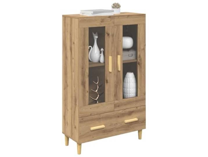 KTHLBRH Sideboard Eiche Handwerk 70 x 31 x 115 cm Mehrschichtholz Glastüren, 1 Kugelschublade, 1 Einlegeboden, max. Belastung 60 kg, Wohnzimmer