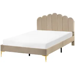 BETT mit Lattenrost 120/200 Samtstoff Taupe Sauvian