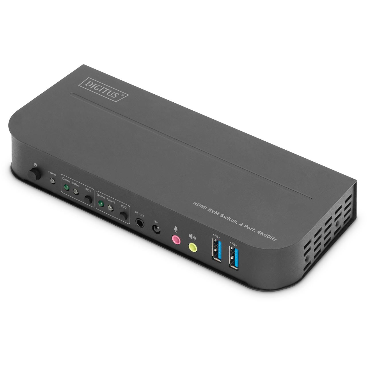 Digitus KVM-Switch, 2-Port, HDMI 4K, Metallgehäuse