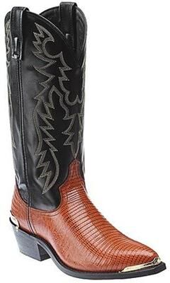 Laredo Lizard-Detailed Western Boot - Mens 10 Black Boot D