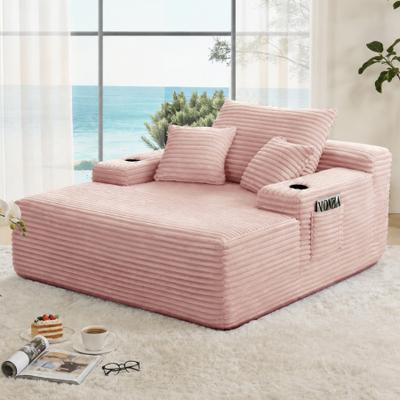 Loedds 47-Inch Upholstered Chaise Lounge with Cup Holders & Pillows & No Assembly