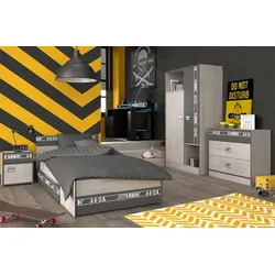 KINDERZIMMER Set 5-tlg Gamingtisch Bett 90 x 200 Kleiderschrank