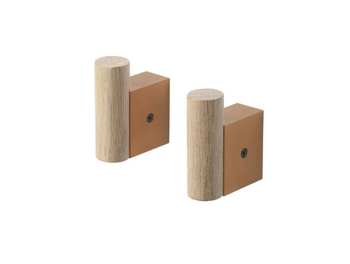 Muuto - Attach Wandhaken, Eiche / burnt orange (2er-Set)