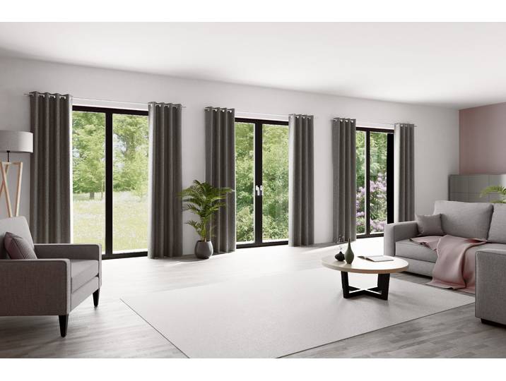 Vorhang HOMING Katta Gr. 1, schwarz (schwarz,weiß), B:140cm H:245cm, Baumwolle, Leinen, Polyacryl, Polyester, Gardinen, Vorhang, Vorhang Katta