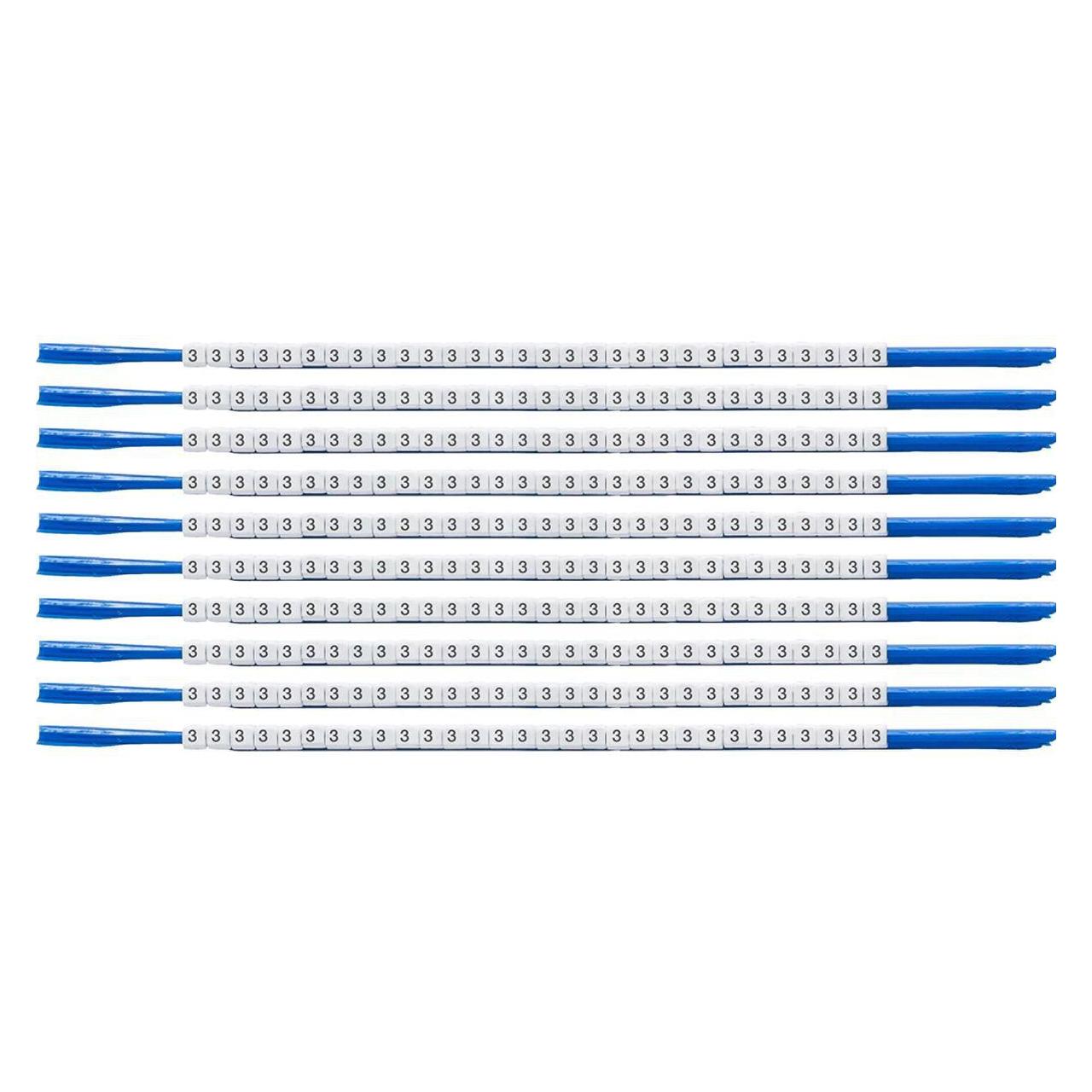 Brady SCN-07-3, Clipsleeve Drahtmarkierer, Beschriftung "" 3 "", für Kabeldurchmesser von 1,9 (133003)
