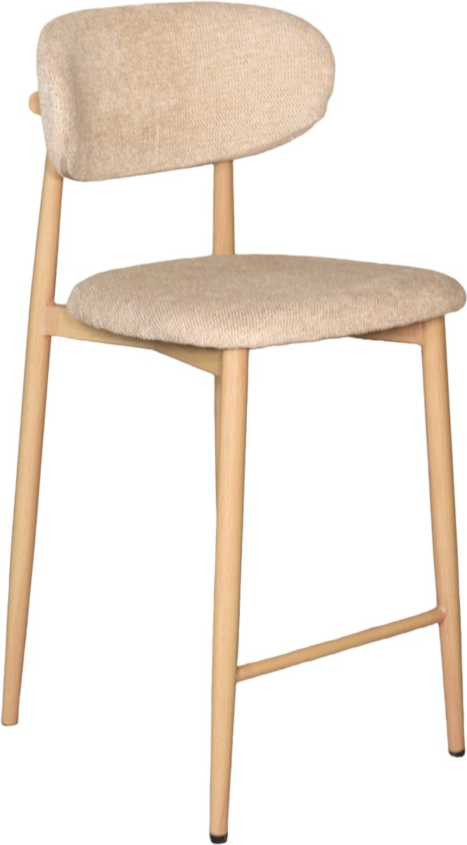 Barkruk Reika Japandi stijl bruin lichtbruin minimalistische barstoel