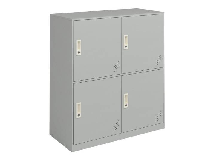 [en.casa] Spind Rautavaara, Grau, Metall, 90x100x40 cm, Garderobe, Garderobenschrank