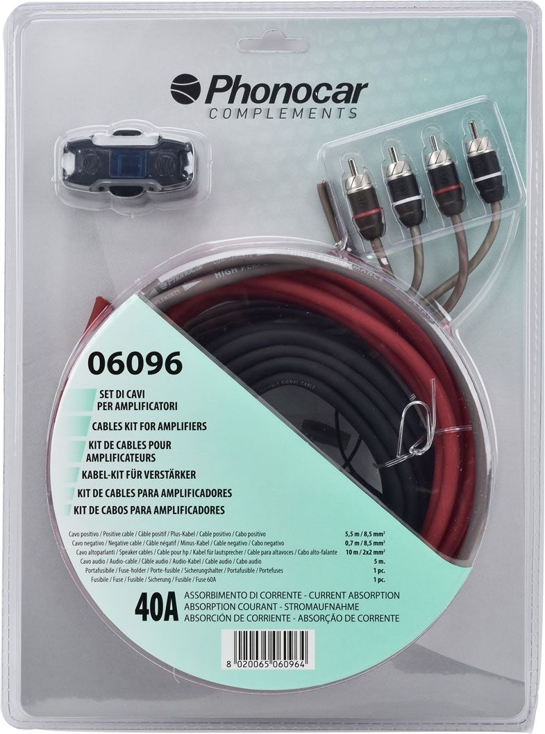 Phonocar Kabel, Cinch Kabel-Set Für Verstärker 10mm² 40 Amp. 06096