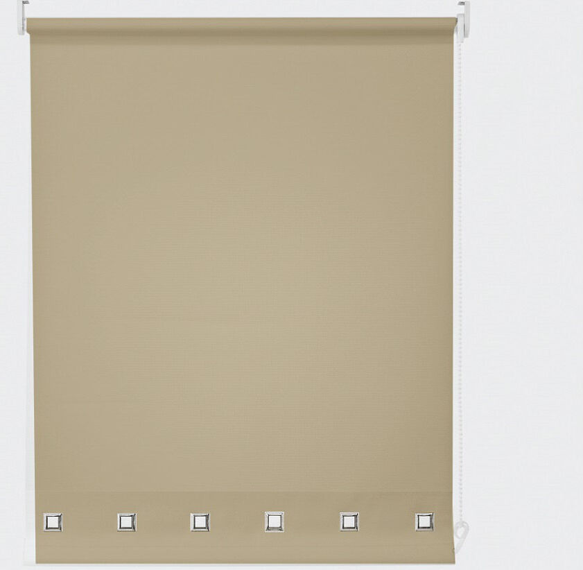 Symple Stuff Semi Sheer Daylight Roller Blind with Chrome Eyelet Detail Cappuccino 210 cm L x 210 cm W