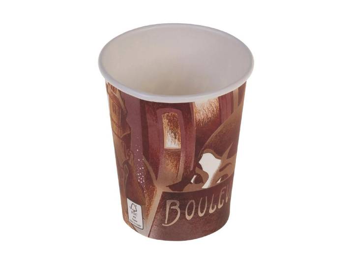 Coffee-to-go-Becher Büromaterial Boulevard 200 ml, 1000 Stück, Braun , braun, Ø:8cm, Trinkgefässe, Coffee-to-go-Becher, Material: Polyethylen (PE), Karton