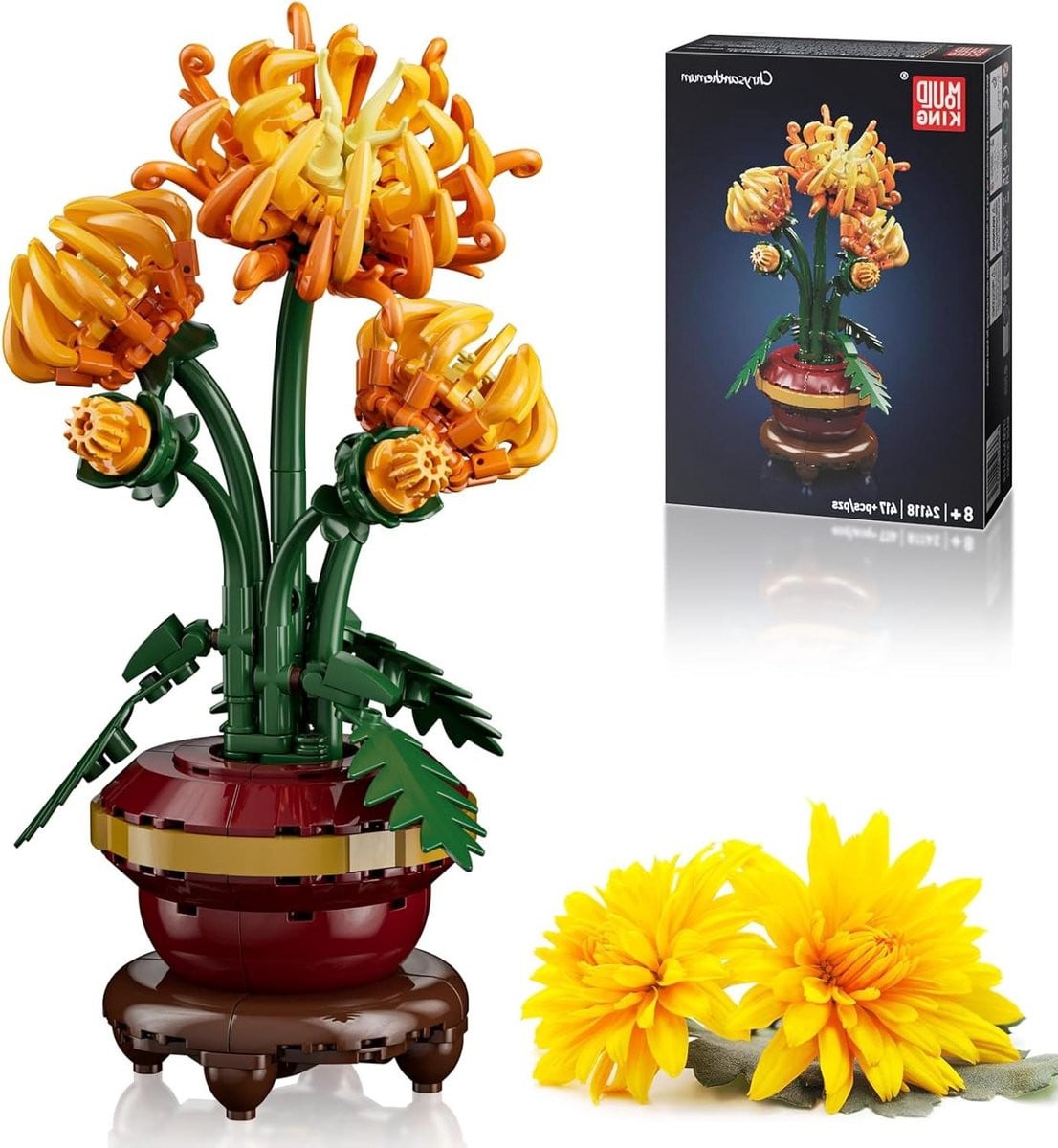 Bloemen Bouwset Klaver Bloem Kunst Decoratie met Vaas - Veelkleurig - Hoogte: 21,5 cm