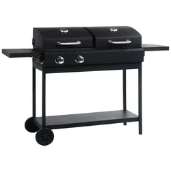 vidaXL Gas- und Holzkohle-Grill mit 2 Brennern