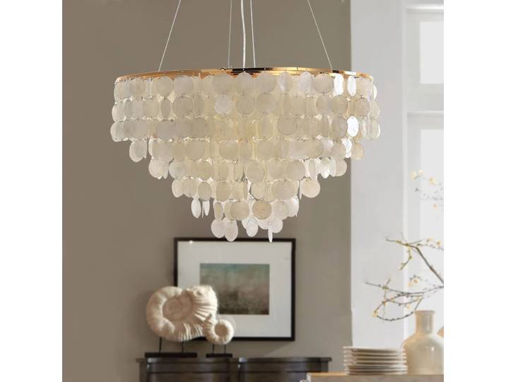 Lustre en coquille, or, chrome, métal, restaurant, salon, luminaires suspendus, hôtel, hall, luminaire, lampe pour enfants