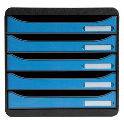 Exacompta 3097100D 1x Clean'Safe Schubladenbox mit 5 offenen Laden - Blau