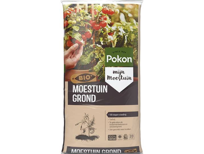 Pokon Bio Moestuingrond - 20l - Potgrond Moestuin - 100 dagen voeding - Turfvrije potgrond